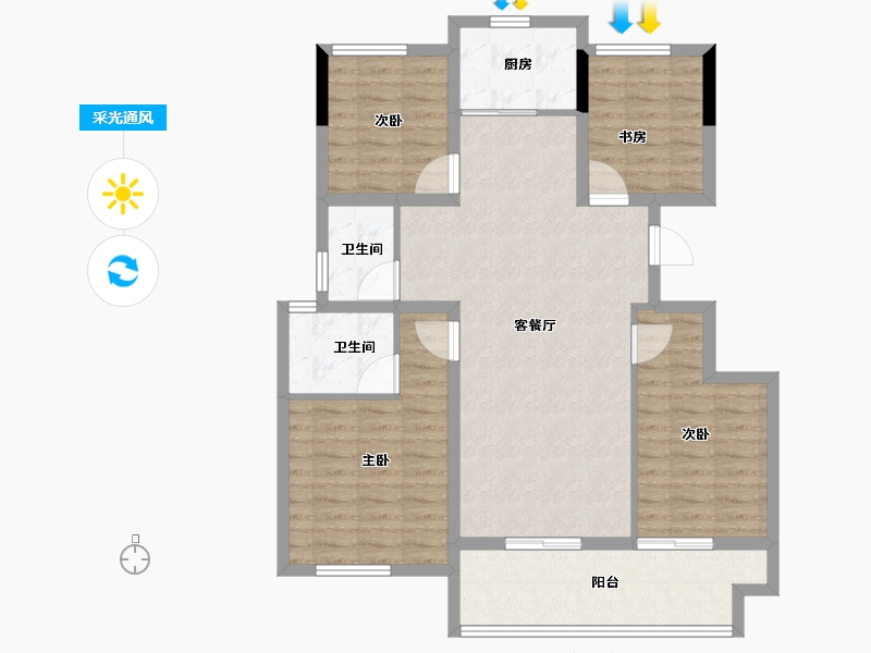 安徽省-亳州市-宝业·时代绿苑-100.80-户型库-采光通风