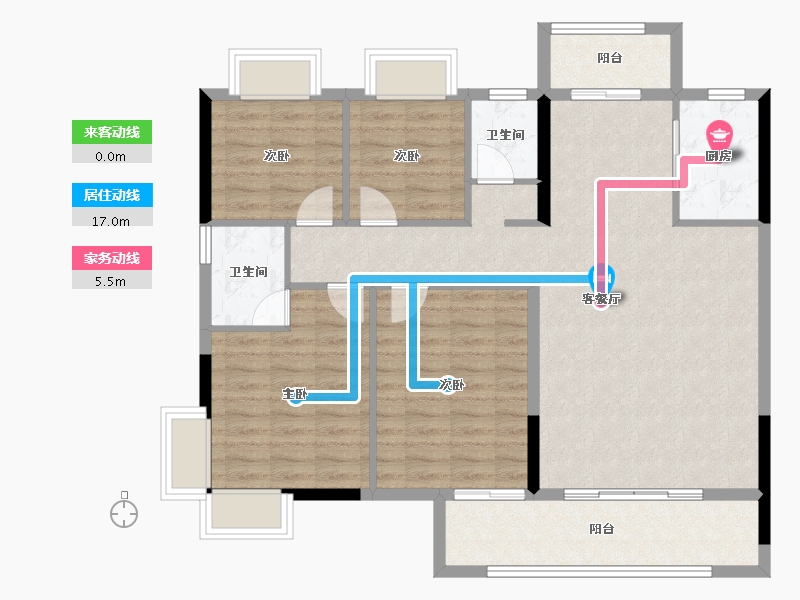 福建省-龙岩市-美伦锦山壹号-105.36-户型库-动静线