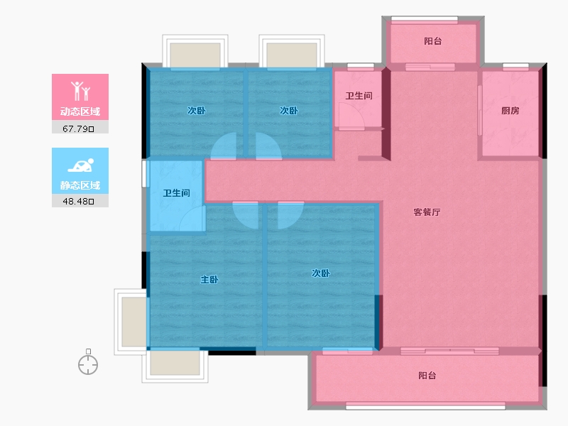 福建省-龙岩市-美伦锦山壹号-105.36-户型库-动静分区