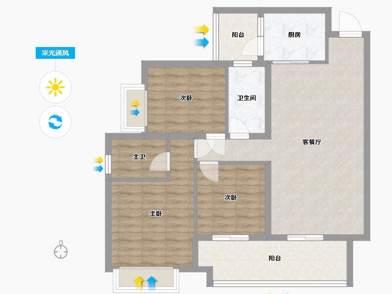 四川省-成都市-钰景湾-90.49-户型库-采光通风