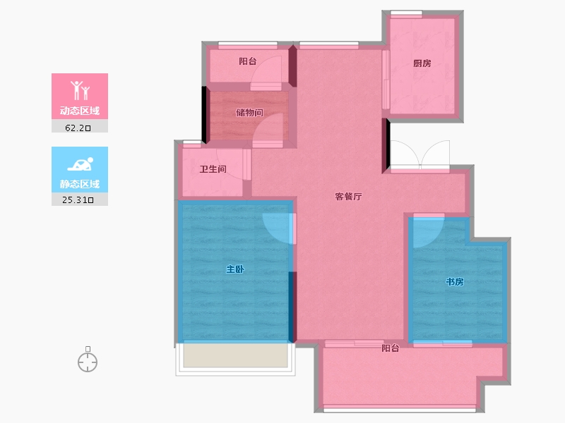 安徽省-亳州市-邦泰·政务壹号-77.61-户型库-动静分区