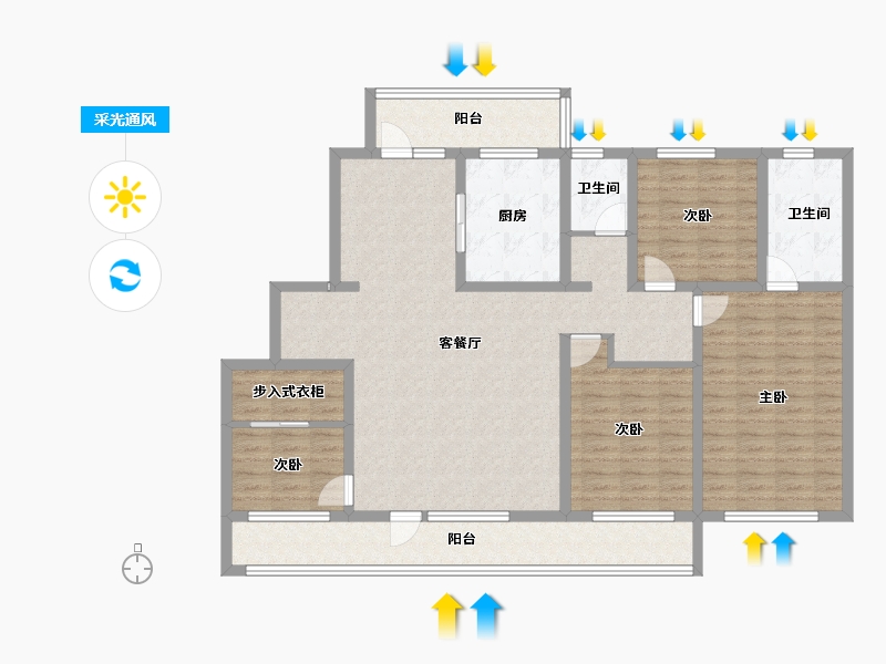 山东省-烟台市-青特悦海府-136.00-户型库-采光通风