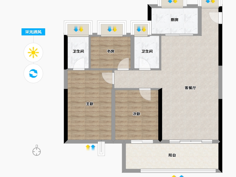 福建省-龙岩市-美伦·生态城-89.98-户型库-采光通风