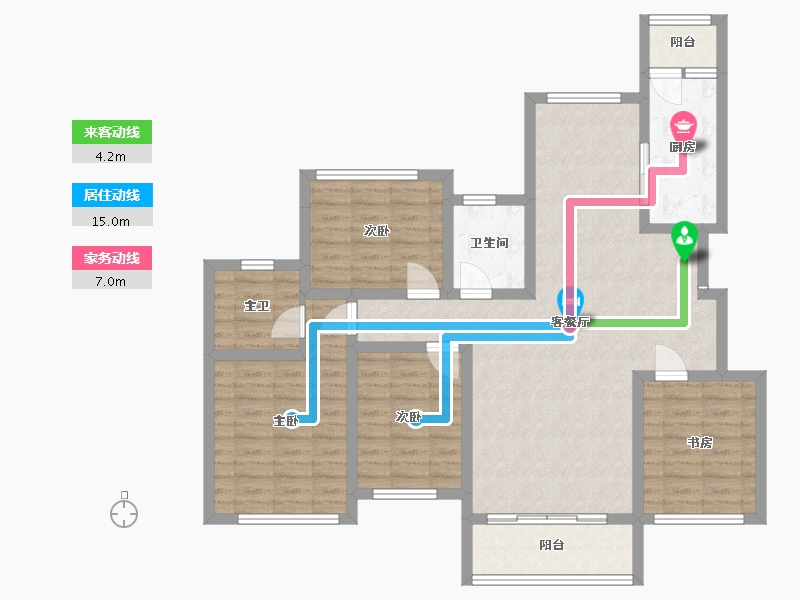 四川省-成都市-宁江大院四期-105.13-户型库-动静线