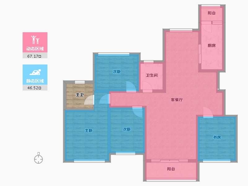 四川省-成都市-宁江大院四期-105.13-户型库-动静分区