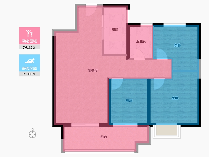 江苏省-镇江市-美的·君兰悦-80.00-户型库-动静分区