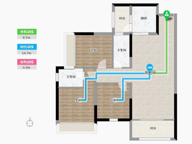 湖北省-恩施土家族苗族自治州-汉元·世纪城-96.85-户型库-动静线