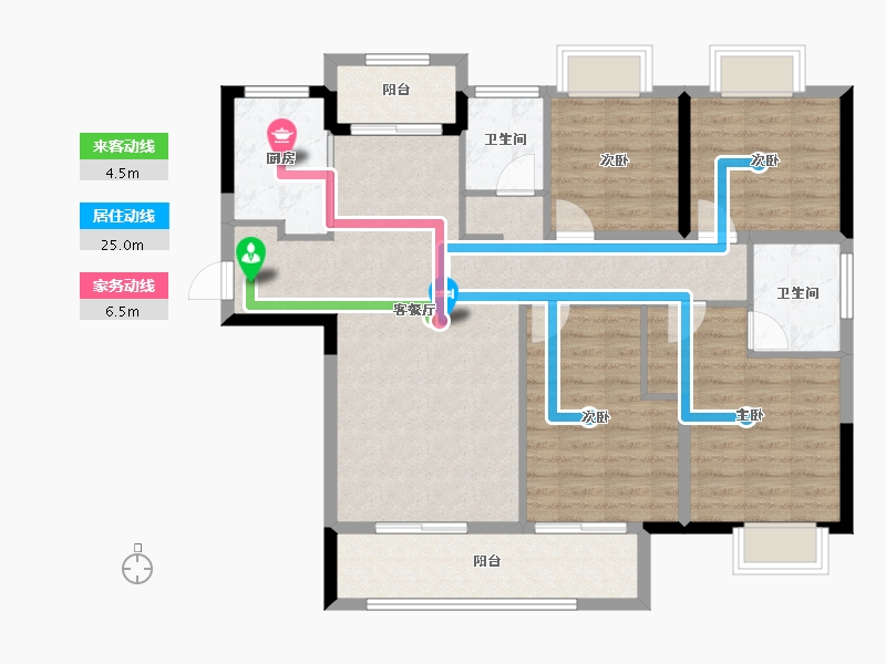 福建省-龙岩市-龙地东华园-105.75-户型库-动静线