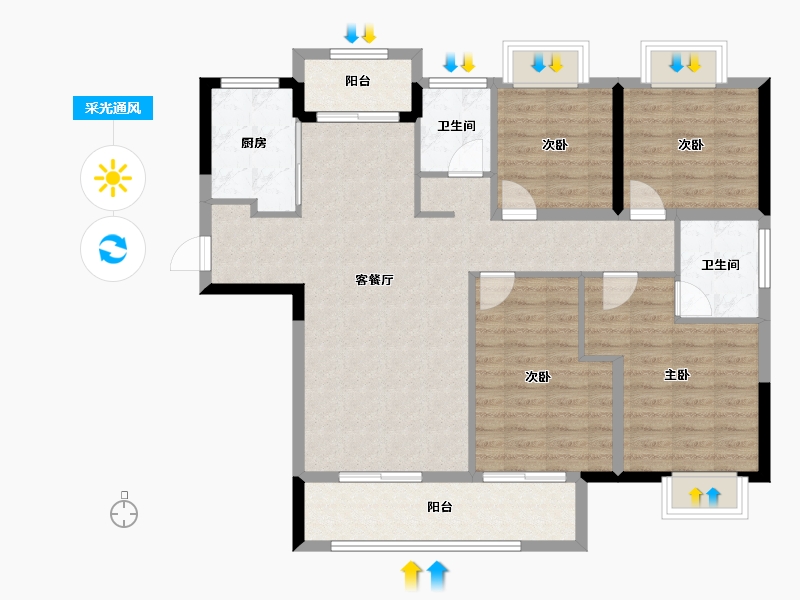 福建省-龙岩市-龙地东华园-105.75-户型库-采光通风