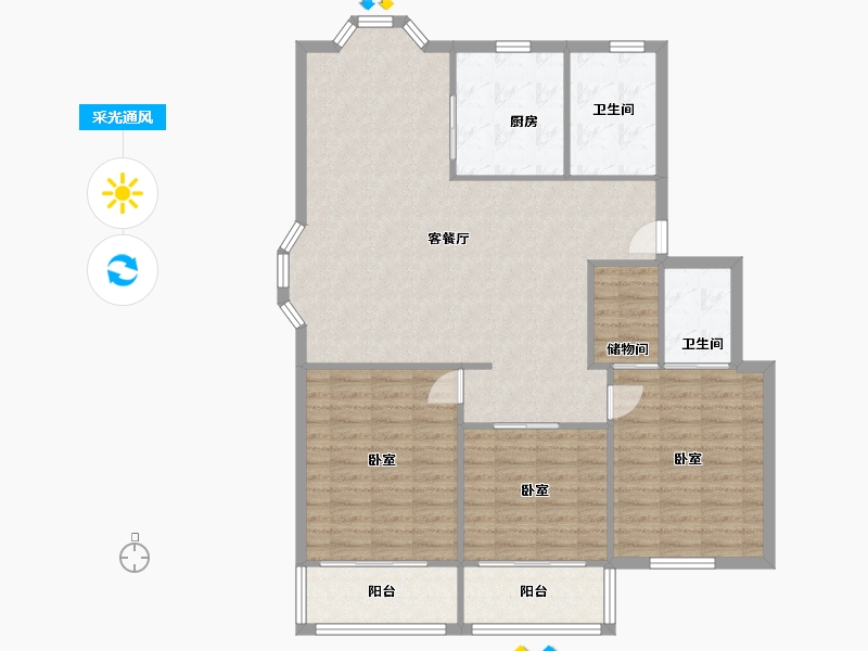 上海-上海市-运河新村-120.00-户型库-采光通风