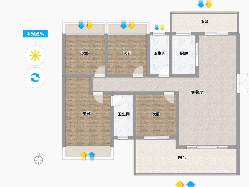 湖南省-邵阳市-​中驰双井世家-123.76-户型库-采光通风