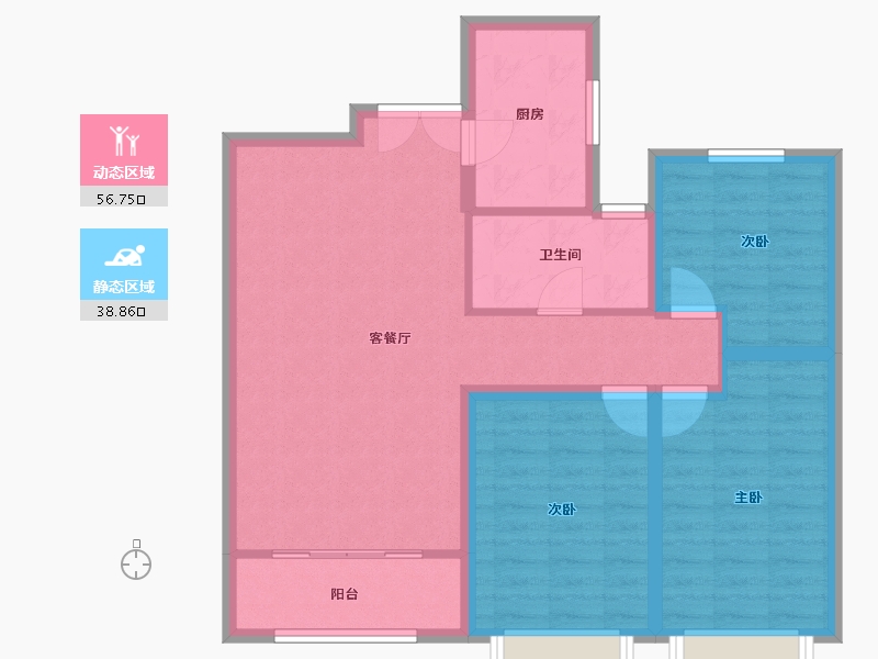 甘肃省-陇南市-泓盛·宜和家苑-85.86-户型库-动静分区