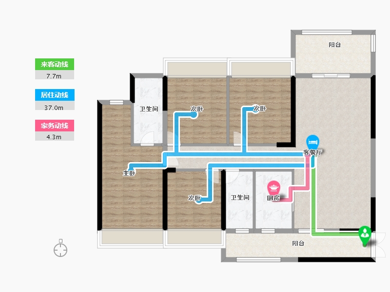 湖北省-恩施土家族苗族自治州-汉元·世纪城-134.40-户型库-动静线