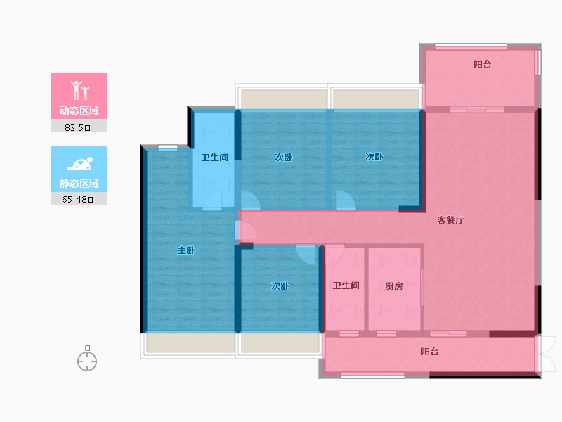 湖北省-恩施土家族苗族自治州-汉元·世纪城-134.40-户型库-动静分区