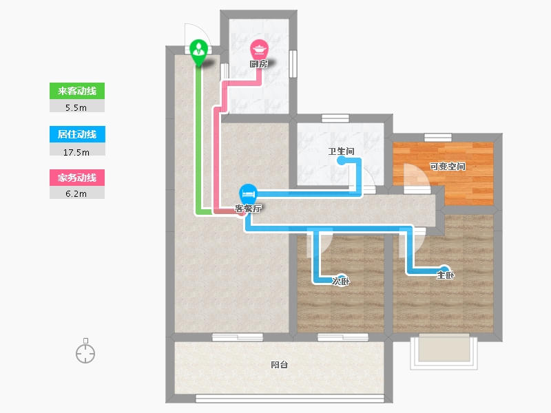 陕西省-咸阳市-龙湖上城-70.30-户型库-动静线