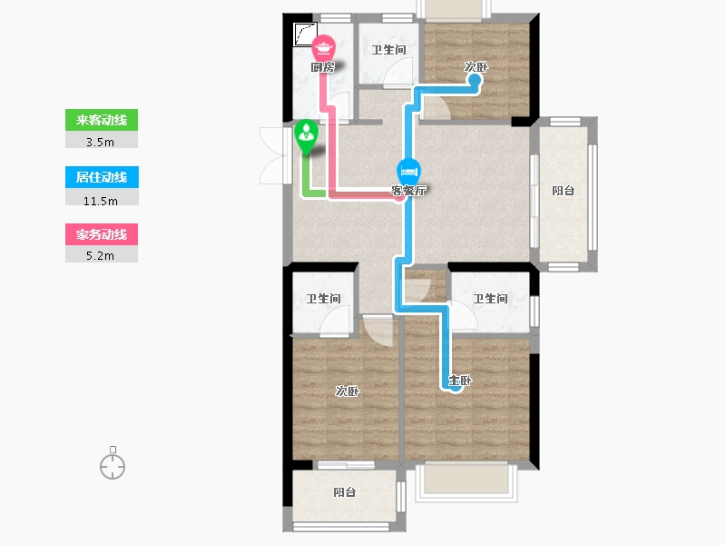 福建省-宁德市-龙芝锦绣澜庭-80.00-户型库-动静线