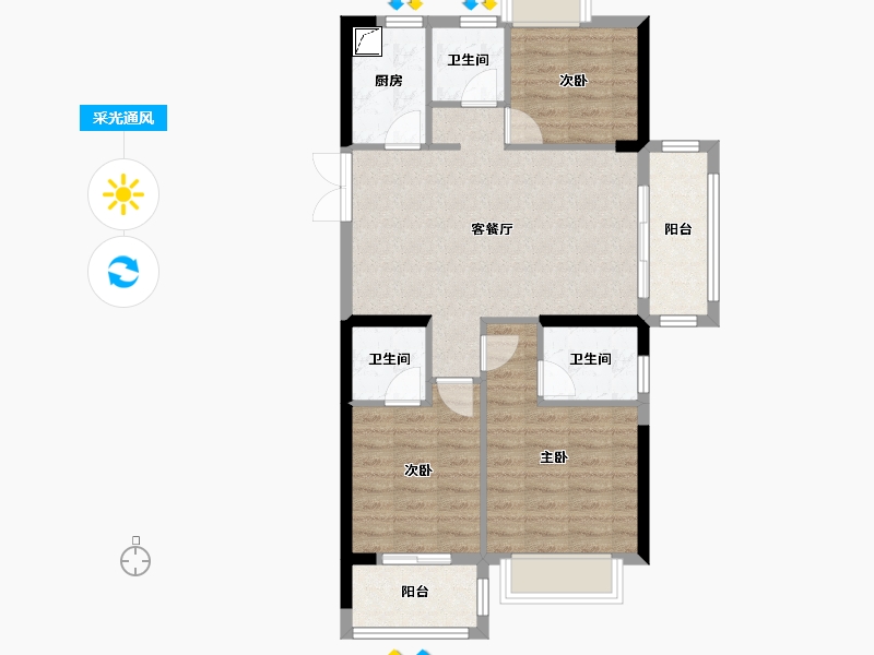 福建省-宁德市-龙芝锦绣澜庭-80.00-户型库-采光通风