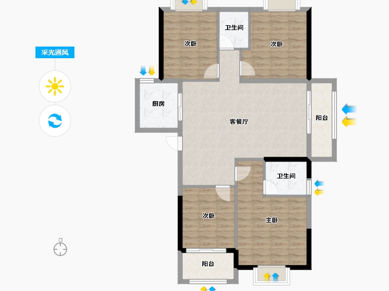 福建省-龙岩市-龙地东华园-104.91-户型库-采光通风