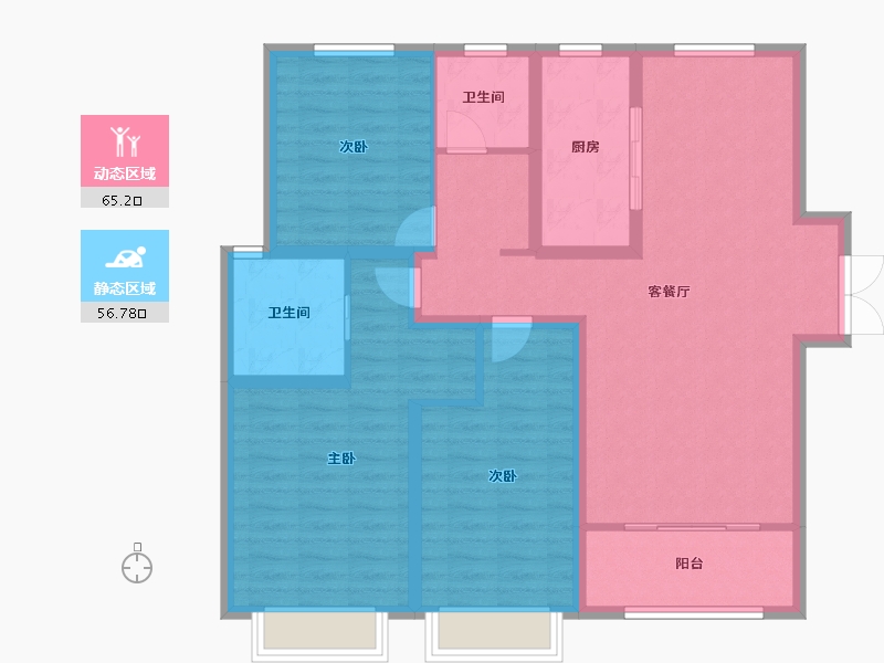 甘肃省-陇南市-泓盛·宜和家苑-109.58-户型库-动静分区