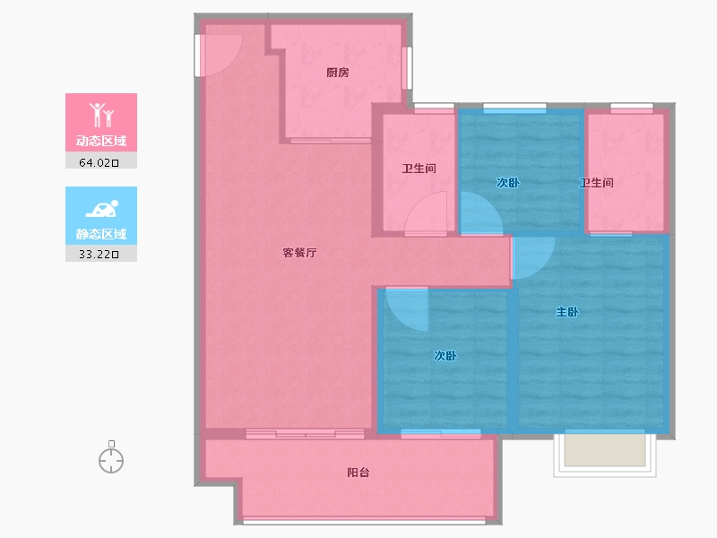 陕西省-咸阳市-金科集美嘉悦-88.00-户型库-动静分区