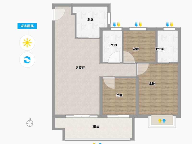 陕西省-咸阳市-金科集美嘉悦-88.00-户型库-采光通风