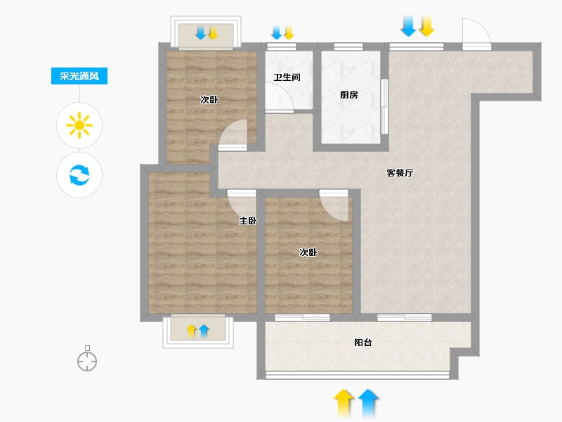 安徽省-亳州市-海亮乐澜·君樾府-88.81-户型库-采光通风