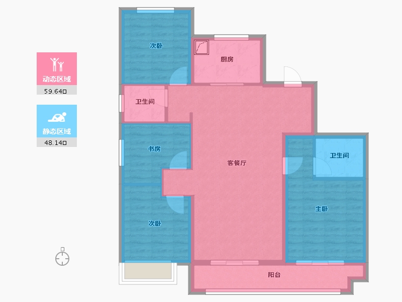 山西省-临汾市-融创未来壹号-96.63-户型库-动静分区