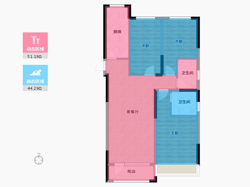 辽宁省-铁岭市-居然雅苑二期-84.99-户型库-动静分区