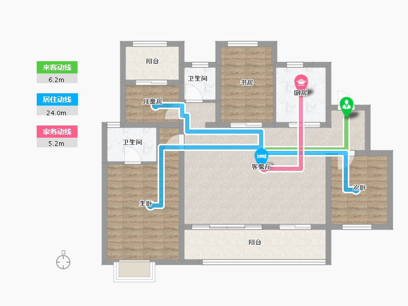 陕西省-咸阳市-新城云境-104.16-户型库-动静线