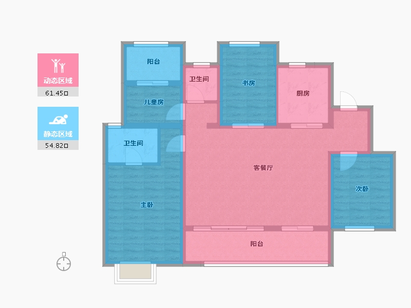 陕西省-咸阳市-新城云境-104.16-户型库-动静分区