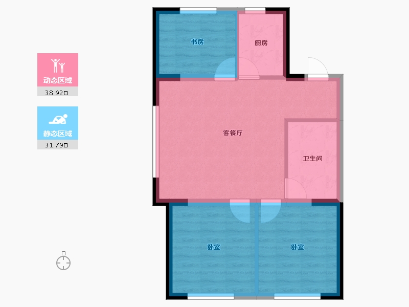 辽宁省-铁岭市-哥伦布魅力城-63.67-户型库-动静分区