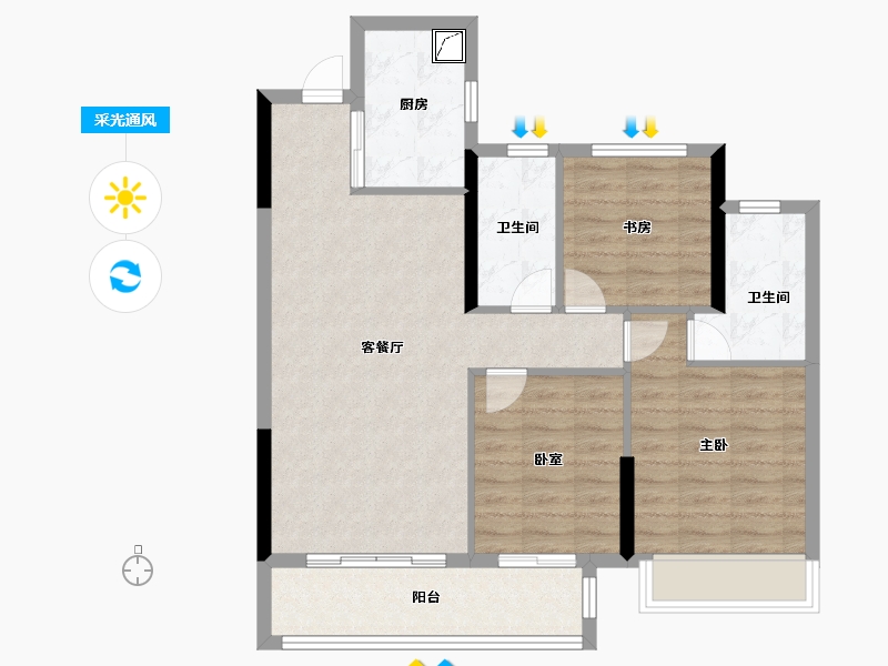 浙江省-绍兴市-云熙望府-80.00-户型库-采光通风