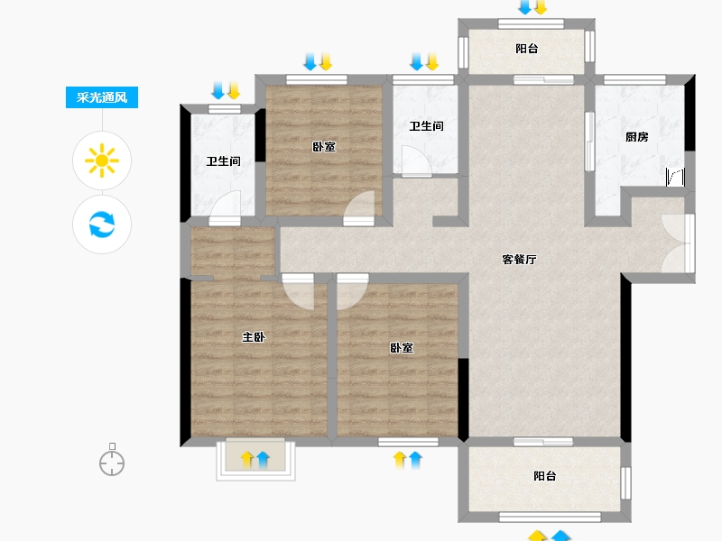 河南省-信阳市-宝石湾-104.77-户型库-采光通风