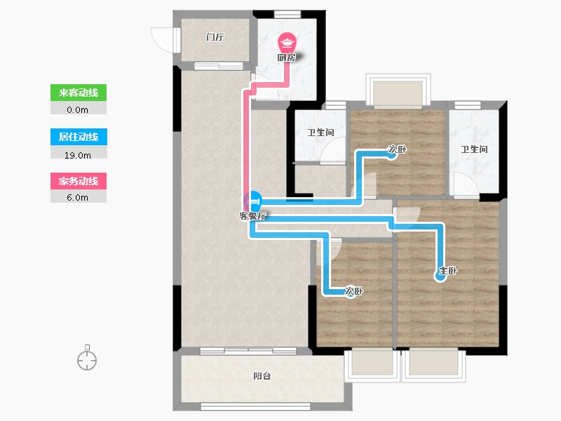 福建省-龙岩市-美伦锦山壹号-86.64-户型库-动静线