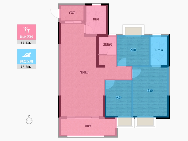 福建省-龙岩市-美伦锦山壹号-86.64-户型库-动静分区