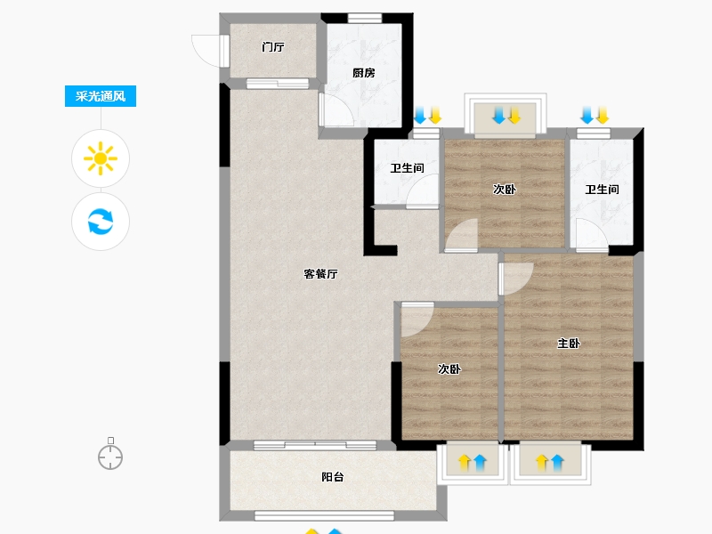 福建省-龙岩市-美伦锦山壹号-86.64-户型库-采光通风