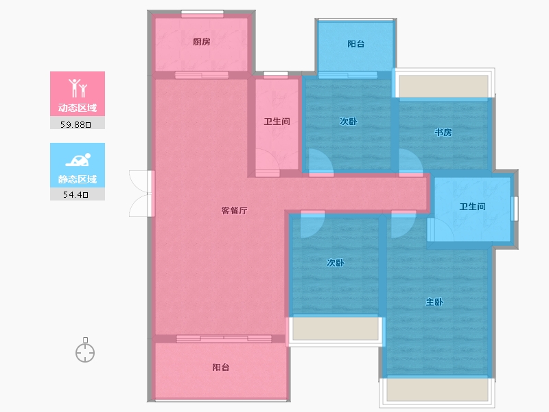 湖南省-邵阳市-​中驰双井世家-101.91-户型库-动静分区