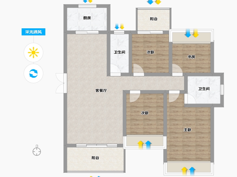 湖南省-邵阳市-​中驰双井世家-101.91-户型库-采光通风