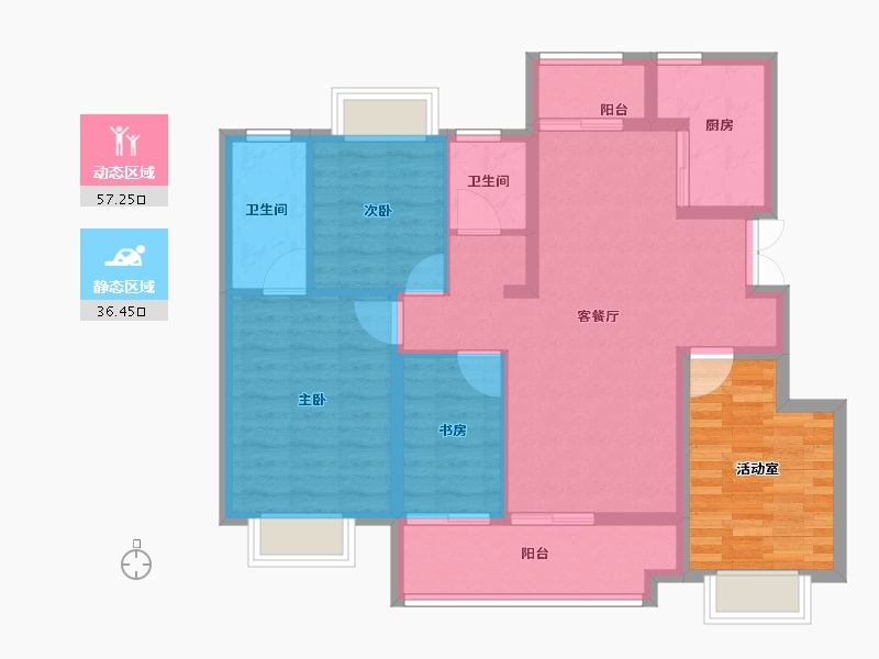 安徽省-亳州市-海亮乐澜·君樾府-95.20-户型库-动静分区