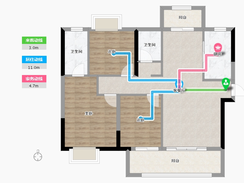 福建省-龙岩市-龙地东华园-88.67-户型库-动静线