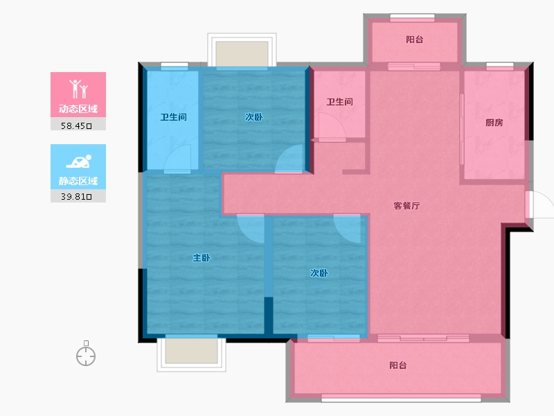 福建省-龙岩市-龙地东华园-88.67-户型库-动静分区