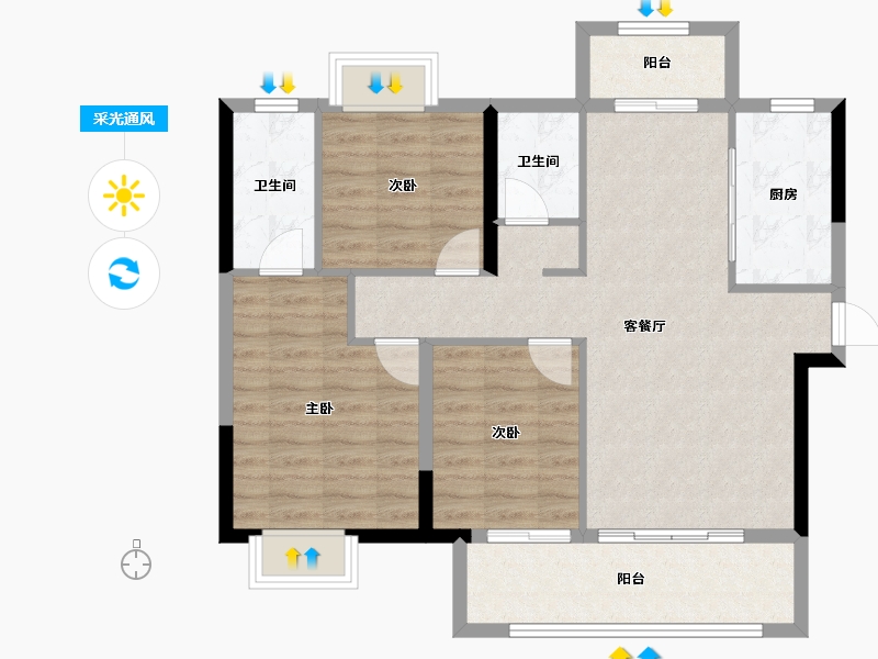 福建省-龙岩市-龙地东华园-88.67-户型库-采光通风