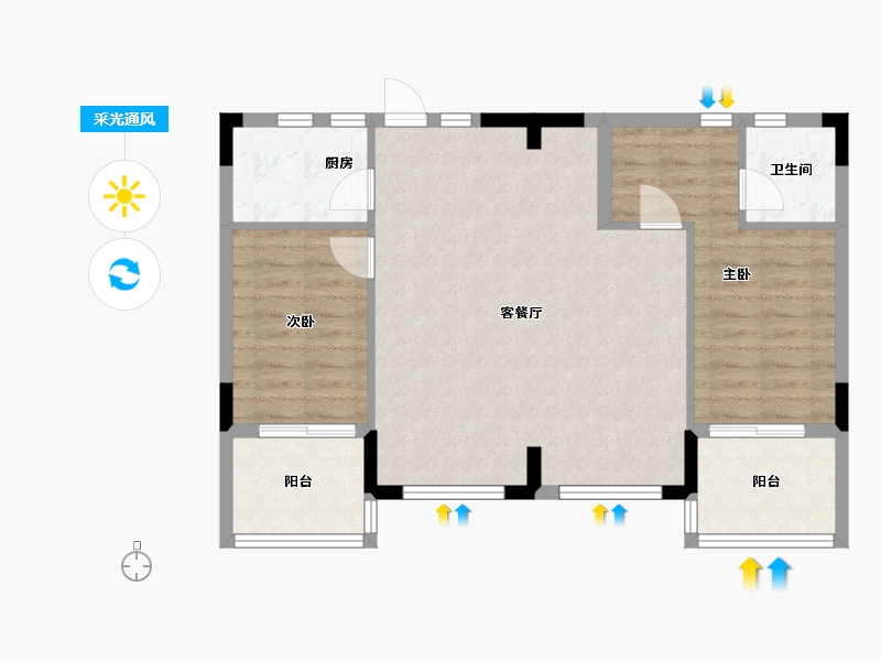 四川省-成都市-绿地无舍青城-79.88-户型库-采光通风