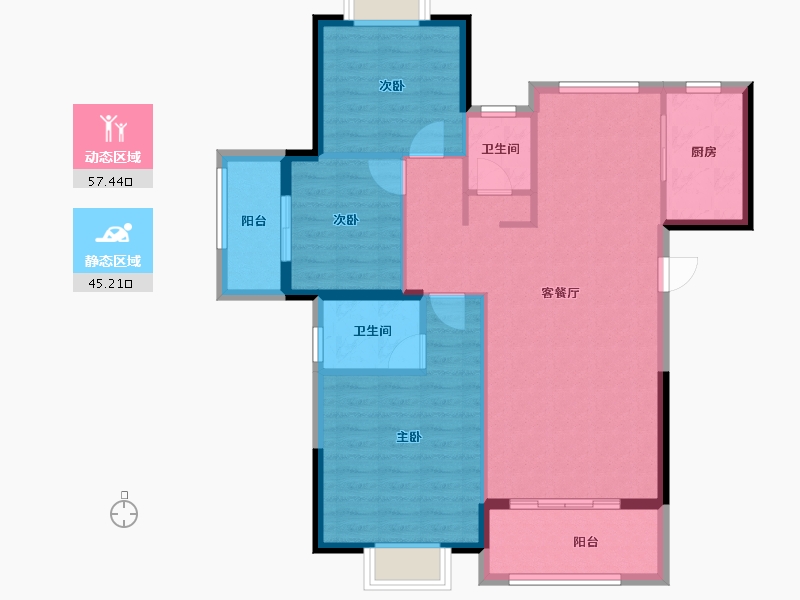 福建省-龙岩市-龙地东华园-92.95-户型库-动静分区