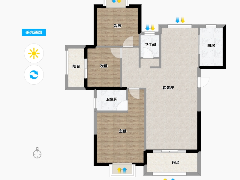 福建省-龙岩市-龙地东华园-92.95-户型库-采光通风