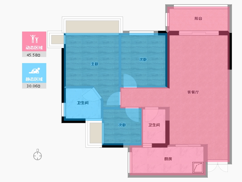 广东省-中山市-幸福天禧-73.00-户型库-动静分区