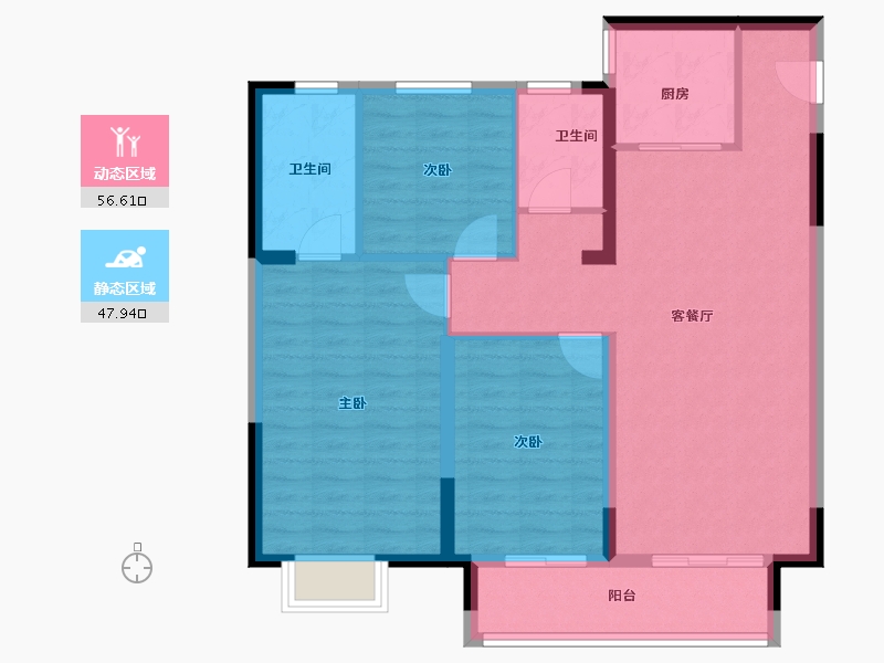 江苏省-镇江市-中南·上悦诗苑-94.40-户型库-动静分区