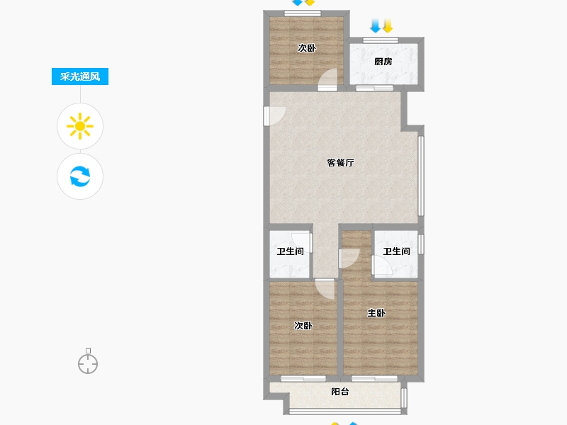 山西省-临汾市-融创未来壹号-83.96-户型库-采光通风