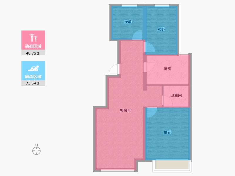 山东省-烟台市-凯润滨河城-72.65-户型库-动静分区