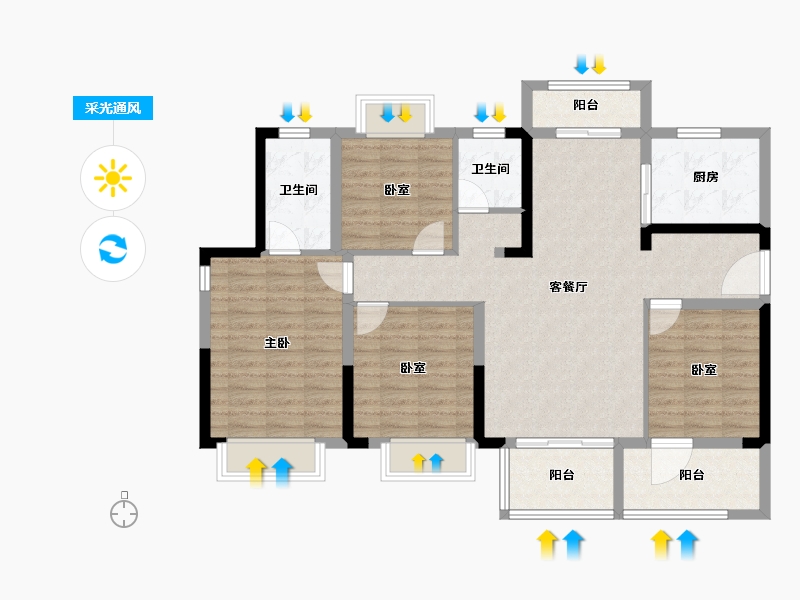 河南省-南阳市-华侨城纯水岸-107.95-户型库-采光通风